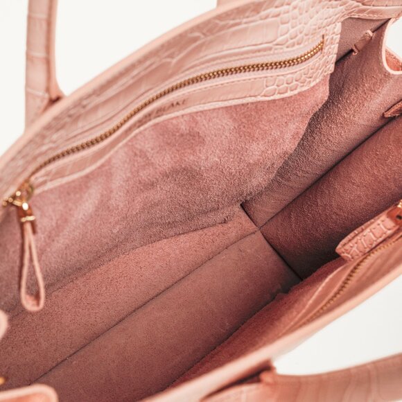 Teddy Blake Kate Croco 12" Nude Pink Leather Tote - Picture 10 of 11